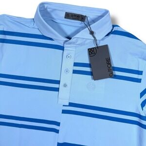 New G/FORE Men's Golf Offset Multi‎ Stripe Polo Shirt Blue Size XLarge